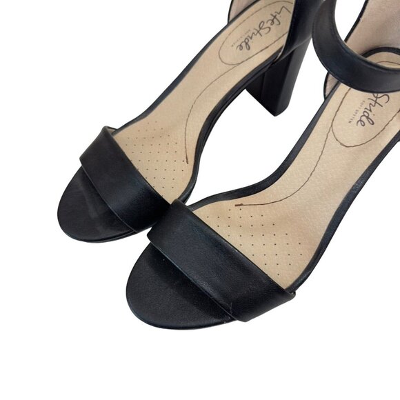 Life Stride Soft System Women SZ 8.5 WIDE Black Buckle Ankle Strap Block Heels - Picture 12 of 14